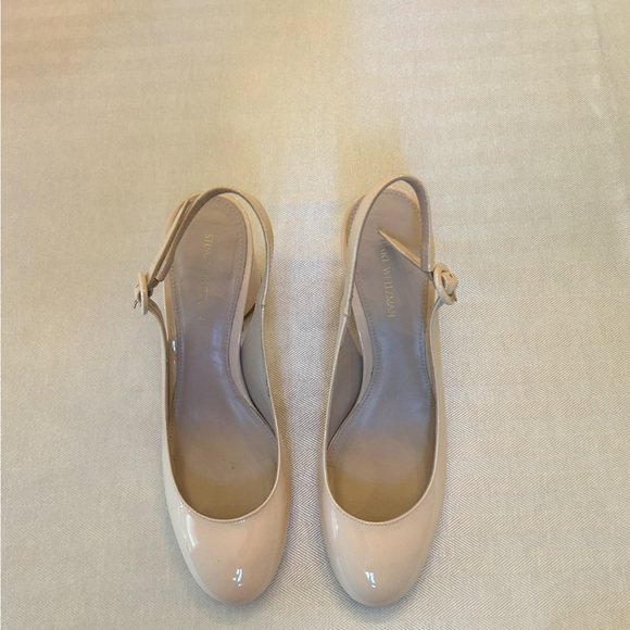 Stuart Weitzman Cream Patent Slingback Heels - Picture 2 of 2